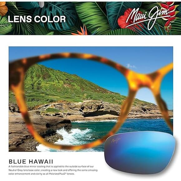 NWT Maui Jim Men's Makoa Polarized Wrap Sunglasses, Dark Grey/Blue Hawaii-M - Picture 5 of 5